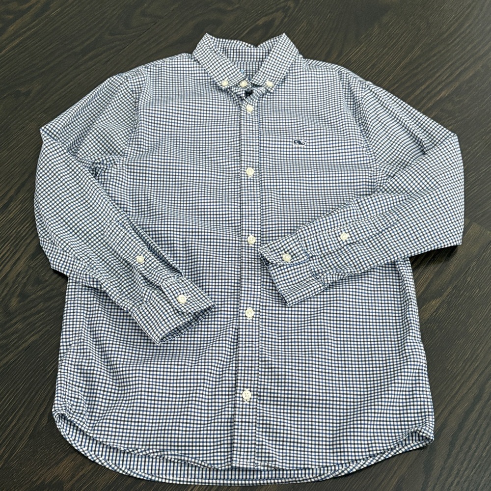 Vineyard Vines Boys Blue and White Checkered Shirt